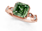 Rose gold Fancy Green Asscher  Cut Diamond Milgrain Marquise Band with Prong Setting_4