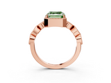 Rose gold Fancy Green Asscher  Cut Diamond Milgrain Marquise Band with Prong Setting_6