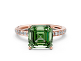 Rose gold Fancy Green Asscher  Cut Diamond Pavé Band Ring with Four-Prong Setting_18