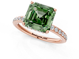 Rose gold Fancy Green Asscher  Cut Diamond Pavé Band Ring with Four-Prong Setting_19