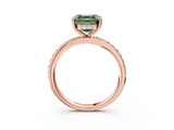 Rose gold Fancy Green Asscher  Cut Diamond Pavé Band Ring with Four-Prong Setting_21
