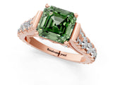 Rose gold Fancy Green Asscher  Cut Diamond Pavé Band Solitaire with Four-Prong Setting_16
