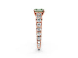 Rose gold Fancy Green Asscher  Cut Diamond Pavé Band Solitaire with Four-Prong Setting_17