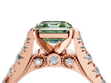 Rose gold Fancy Green Asscher  Cut Diamond Pavé Band Solitaire with Four-Prong Setting_19