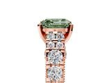 Rose gold Fancy Green Asscher  Cut Diamond Pavé Band Solitaire with Four-Prong Setting_20