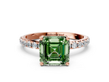 Rose gold Fancy Green Asscher  Cut Diamond Pavé Band Solitaire with Four-Prong Setting_3