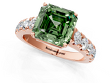 Rose gold Fancy Green Asscher  Cut Diamond Pavé Band Solitaire with Four-Prong Setting_4