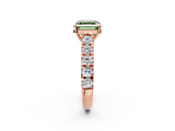 Rose gold Fancy Green Asscher  Cut Diamond Pavé Band Solitaire with Four-Prong Setting_5