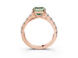 Rose gold Fancy Green Asscher  Cut Diamond Pavé Band Solitaire with Four-Prong Setting_6
