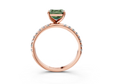 Rose gold Fancy Green Asscher  Cut Diamond Pavé Band Solitaire with Four-Prong Setting_6