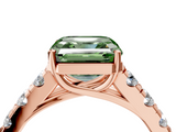 Rose gold Fancy Green Asscher  Cut Diamond Pavé Band Solitaire with Four-Prong Setting_7