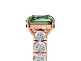 Rose gold Fancy Green Asscher  Cut Diamond Pavé Band Solitaire with Four-Prong Setting_8