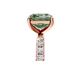 Rose gold Fancy Green Asscher  Cut Diamond Pavé Band Solitaire with Four-Prong Setting_8