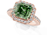 Rose gold Fancy Green Asscher Cut Diamond Pavé Halo Ring with Four-Prong Setting_42
