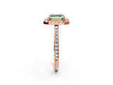 Rose gold Fancy Green Asscher Cut Diamond Pavé Halo Ring with Four-Prong Setting_43