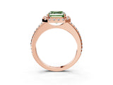 Rose gold Fancy Green Asscher Cut Diamond Pavé Halo Ring with Four-Prong Setting_44