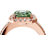 Rose gold Fancy Green Asscher Cut Diamond Pavé Halo Ring with Four-Prong Setting_45