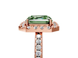 Rose gold Fancy Green Asscher Cut Diamond Pavé Halo Ring with Four-Prong Setting_46