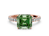 Rose gold Fancy Green Asscher Cut Diamond Pavé Solitaire Engagement Ring with Four-Prong Setting_38