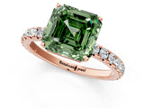 Rose gold Fancy Green Asscher Cut Diamond Pavé Solitaire Engagement Ring with Four-Prong Setting_39