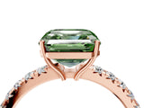 Rose gold Fancy Green Asscher Cut Diamond Pavé Solitaire Engagement Ring with Four-Prong Setting_42
