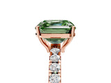 Rose gold Fancy Green Asscher Cut Diamond Pavé Solitaire Engagement Ring with Four-Prong Setting_43
