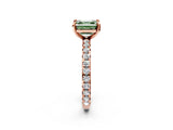 Rose gold Fancy Green Asscher Cut Diamond Pavé Solitaire Ring with Round Band and Prong Setting_14