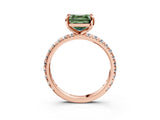 Rose gold Fancy Green Asscher Cut Diamond Pavé Solitaire Ring with Round Band and Prong Setting_15