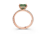 Rose gold Fancy Green Asscher Cut Diamond Pavé Solitaire Ring with Round Band and Prong Setting_27