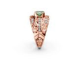 Rose gold Fancy Green Asscher Cut Diamond Pave Art Deco Split Shank Ring with Four-Prong Setting_2