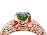Rose gold Fancy Green Asscher Cut Diamond Pave Art Deco Split Shank Ring with Four-Prong Setting_4