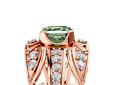 Rose gold Fancy Green Asscher Cut Diamond Pave Art Deco Split Shank Ring with Four-Prong Setting_5