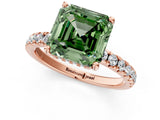 Rose gold Fancy Green Asscher Cut Diamond Pave Band Solitaire Ring with Four-Prong Setting_18
