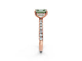 Rose gold Fancy Green Asscher Cut Diamond Pave Band Solitaire Ring with Four-Prong Setting_19