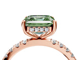 Rose gold Fancy Green Asscher Cut Diamond Pave Band Solitaire Ring with Four-Prong Setting_21