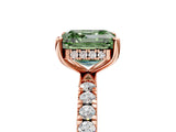 Rose gold Fancy Green Asscher Cut Diamond Pave Band Solitaire Ring with Four-Prong Setting_22