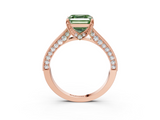 Rose gold Fancy Green Asscher  Cut Diamond Pave Band with Four-Prong Setting_34