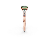 Rose gold Fancy Green Asscher  Cut Diamond Ring with Baguette Side Stones, Channel Set Band, and Four-Prong Setting_19