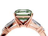 Rose gold Fancy Green Asscher  Cut Diamond Ring with Baguette Side Stones, Channel Set Band, and Four-Prong Setting_21
