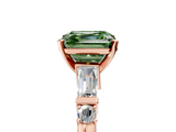 Rose gold Fancy Green Asscher  Cut Diamond Ring with Baguette Side Stones, Channel Set Band, and Four-Prong Setting_22