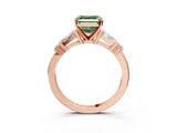 Rose gold Fancy Green Asscher  Cut Diamond Ring with Baguette Side Stones, Channel Set Band, and Four-Prong Setting_27
