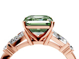 Rose gold Fancy Green Asscher  Cut Diamond Ring with Baguette Side Stones, Channel Set Band, and Four-Prong Setting_28