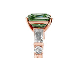 Rose gold Fancy Green Asscher  Cut Diamond Ring with Baguette Side Stones, Channel Set Band, and Four-Prong Setting_29