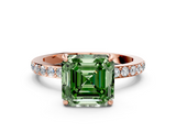 Rose gold Fancy Green Asscher  Cut Diamond Ring with Pavé Band and Four-Prong Setting_18