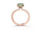 Rose gold Fancy Green Asscher  Cut Diamond Ring with Pavé Band and Four-Prong Setting_21