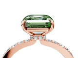Rose gold Fancy Green Asscher  Cut Diamond Ring with Pavé Band and Four-Prong Setting_22
