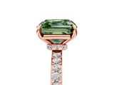 Rose gold Fancy Green Asscher  Cut Diamond Ring with Pavé Band and Four-Prong Setting_23