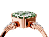 Rose gold Fancy Green Asscher Cut Diamond Ring with Side Stones and Four-Prong Setting_62