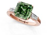Rose gold Fancy Green Asscher  Cut Diamond Ring with Tapered Baguette Side Stones in Four-Prong Setting_1