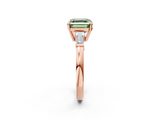 Rose gold Fancy Green Asscher  Cut Diamond Ring with Tapered Baguette Side Stones in Four-Prong Setting_2